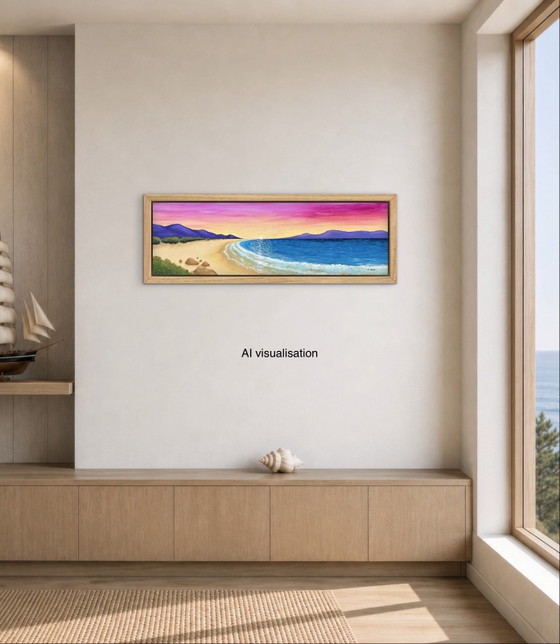 At The Edge Of The Visible - Peinture Acrylique Panoramique Originale 30 X 100cm – Peintures et dessins (photo 6 of 9)