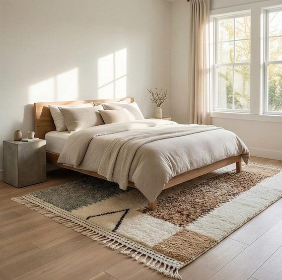 Image 1 of Handmade Moroccan natural wool rug, 150x250 cm