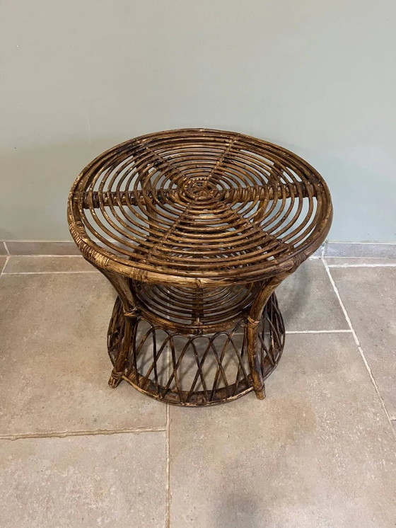 Mesa redonda de ratán – Mesas de centro, Wicker, Rattan, Vintage (photo 4 of 15)