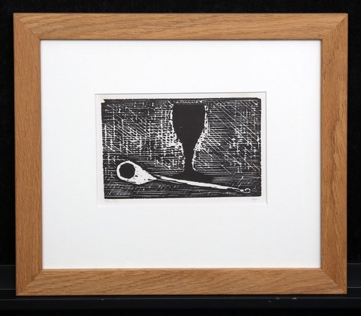 Teuber, Hermann - Nature morte - linogravure - encadrée - monogrammée