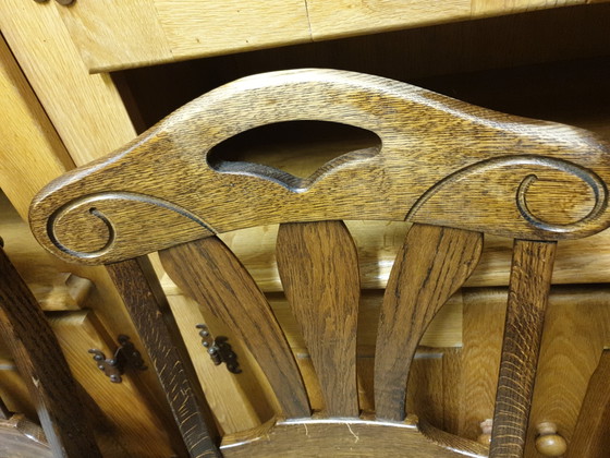 Image 1 of 6 eiken eetkamer stoelen 