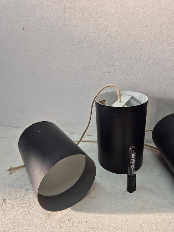Image 1 of 6 Louis Poulsen "pipe" pendant lights, 1960s, lacquered steel