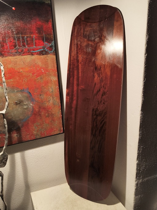 Plateau en palissandre du Brésil, design vintage Jean Dobré Tropic Art