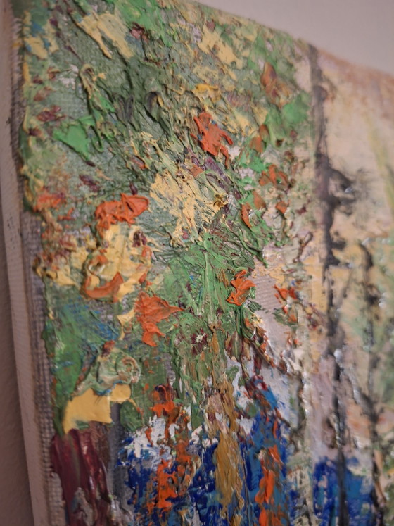 Stimmungsvolle Waldlandschaft – Farbenfrohes Gemälde mit Struktur – Stouwe K., Kunst, Wood, Canvas (photo 5 of 11)