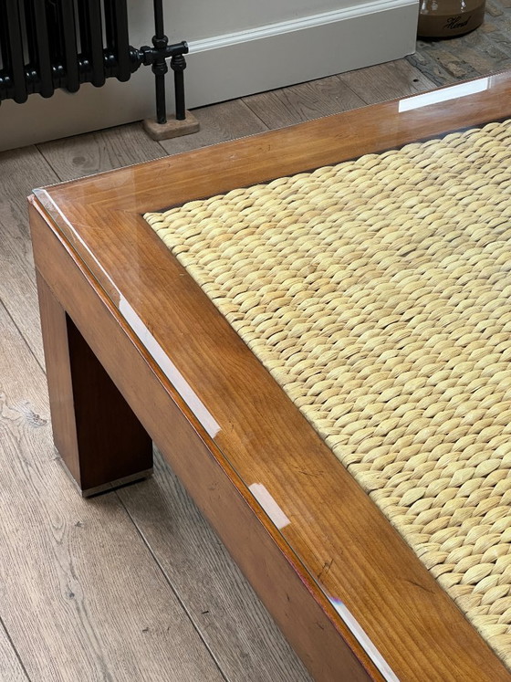Image 1 of Vintage Ralph Lauren Home coffee table with woven wooden top