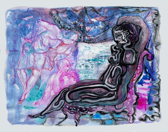 Image 1 of Expressionistische en erotische compositie van N. Boéri Véfour. Frankrijk, jaren 60.