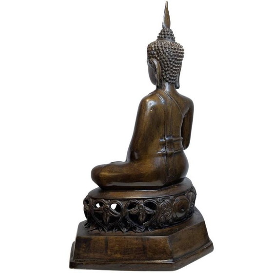 Antique Thai Bronze Buddha in Bhumisparsha Mudra – 119 – Sculpture (photo 5 of 9)