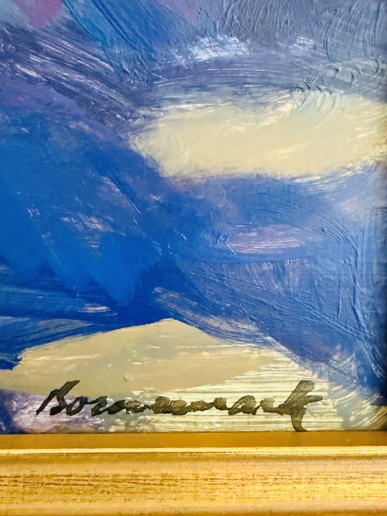 Image 1 of Scène côtière abstraite impressionniste « Côte à l'aube » par Uno Bornemark (né en 1907)