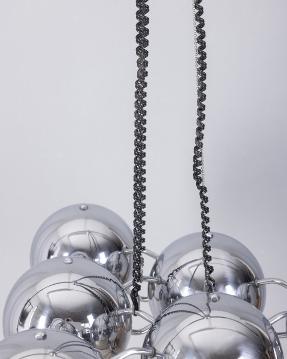 Image 1 of Lustre vintage des années 70 en métal chromé design Goffredo Reggiani