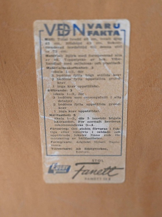 Image 1 of Coppia originale di sedie Fanett degli anni '50 di Tapiovaara