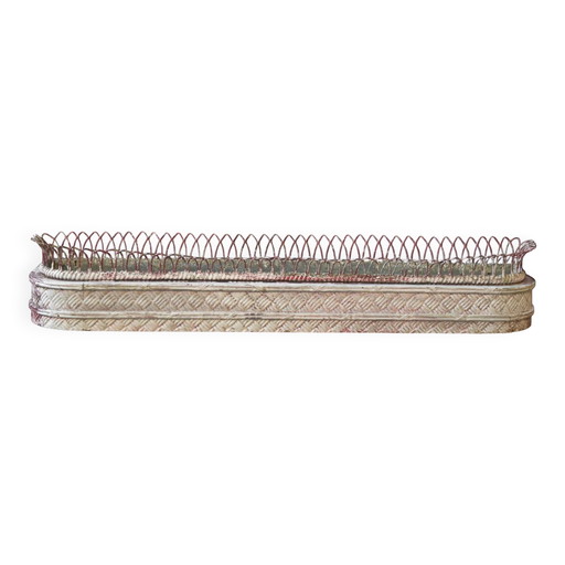 Maceta larga de zinc y madera con pátina blanca de principios del siglo XX.