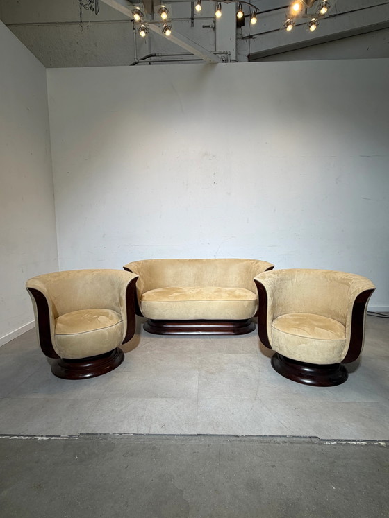 Conjunto de sofás Tulip de estilo Art Déco – 2 sillones y sofá de dos plazas – Hotel Le Malandre (photo 10 of 10)