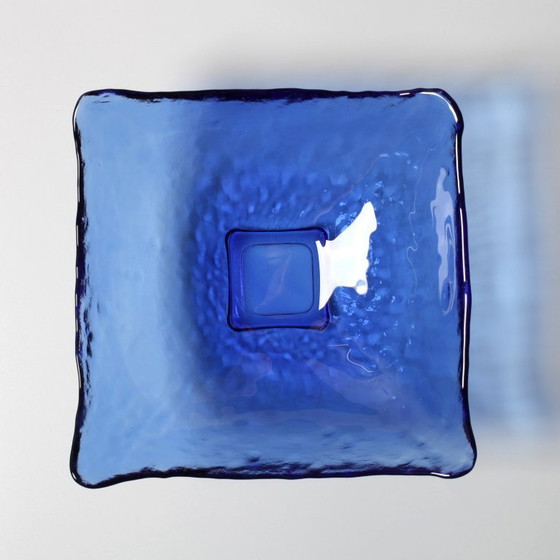 Image 1 of Mid-Century Cobalt Blue Glass Bowl / Italian Pressed Glass Fruit Bowl, 1970s