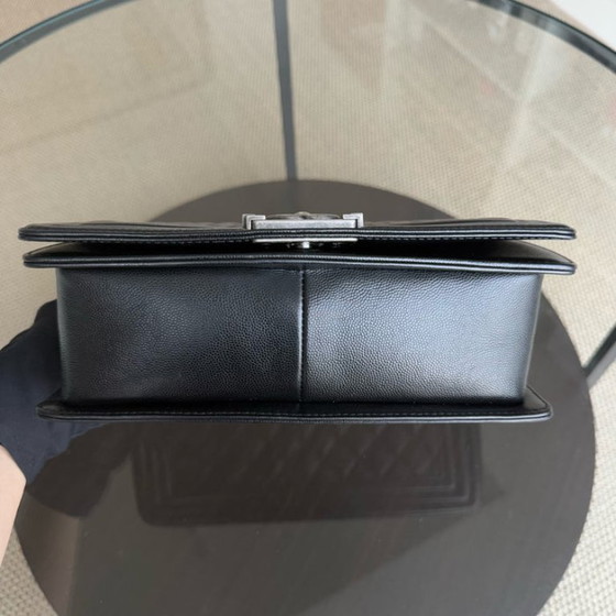 Image 1 of Chanel Boy Medium - Caivar 25CM Quilted Black Ruthenium Silver Hardware