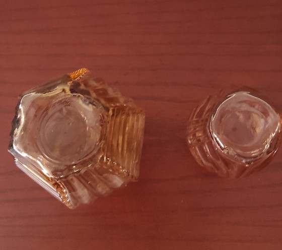 Image 1 of Set of 2 Vintage Art Deco Vases – Rosaline Pressed Glass – France, 1930s