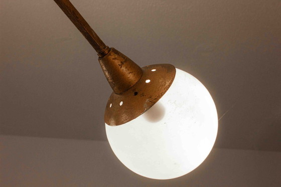 Image 1 of Lampadario italiano a globo opalino