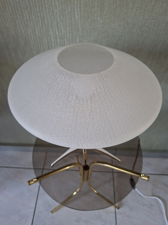 UFO Table Lamp Teak Frosted Glass – Metal (photo 4 of 9)