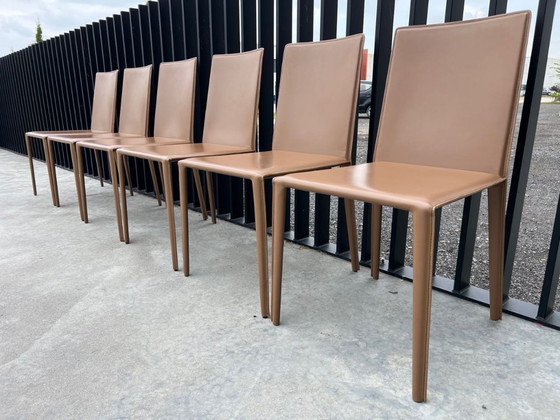 Image 1 of 6x Arper Norma leather chairs