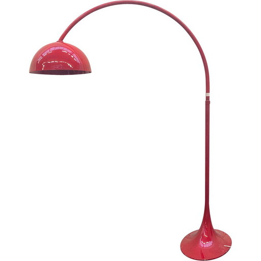 Vintage boogvormige vloerlamp van staal en glasvezel, Italië 1970