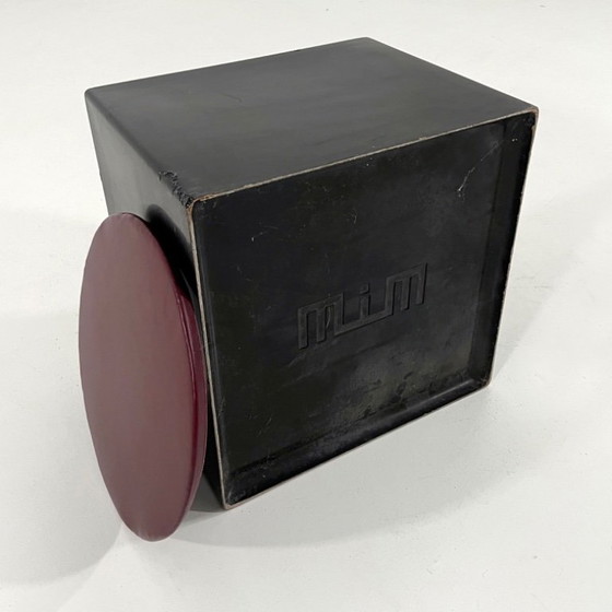 Image 1 of Black & Burgundy Cube Stool Il Kubile from MIM Roma, 1970s