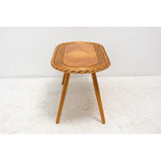 Image 1 of Mid century rattan stool by Jan Kalous for Úluv, Czechoslovakia 1960s