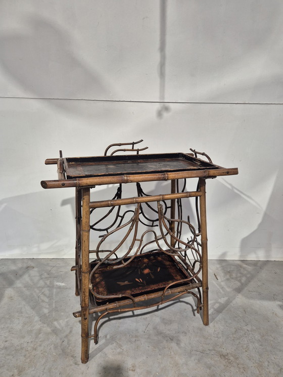 Image 1 of Französischer, japanisch inspirierter Bambus-Teetisch, ca. 1900