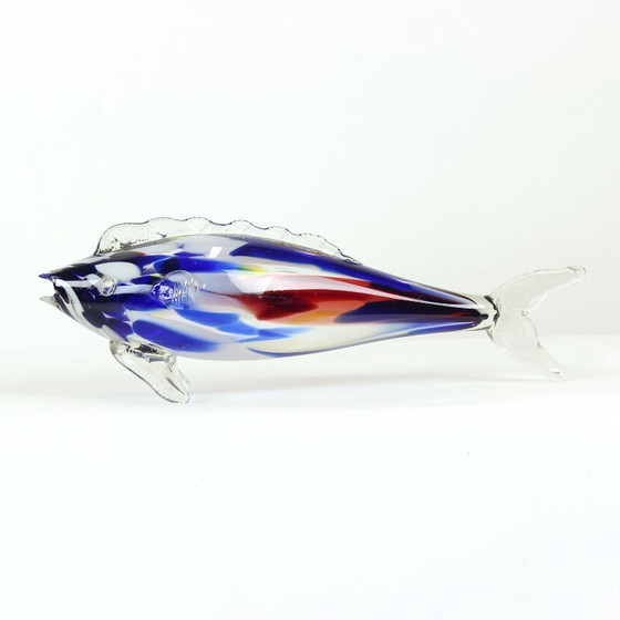 Image 1 of Large Colorful Glass Fish Statue, Czechoslovakia 1960s