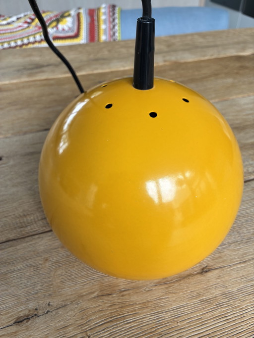 Vintage Spaceage Kugel pendant lamp, Seventies, in ochre yellow
