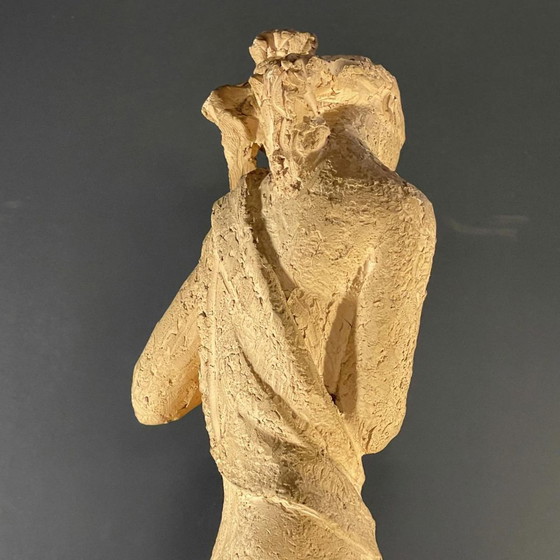 Gedrapeerde Naakte Vrouw Terracotta Beeldhouwkunst door Alphonse Darville, 1959 (photo 2 of 13)