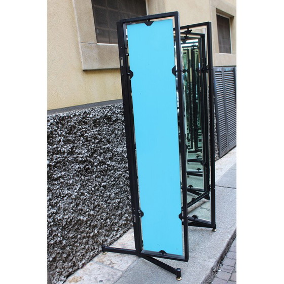 Image 1 of Vintage folding workshop mirror in black lacquered metal, Italy 1970