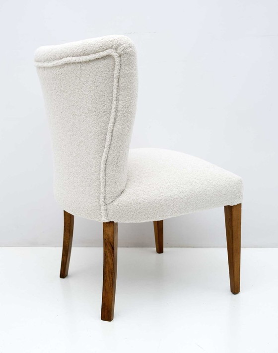 Image 1 of Kleiner italienischer Mid-Century Modern Bouclé-Sessel, 1950er