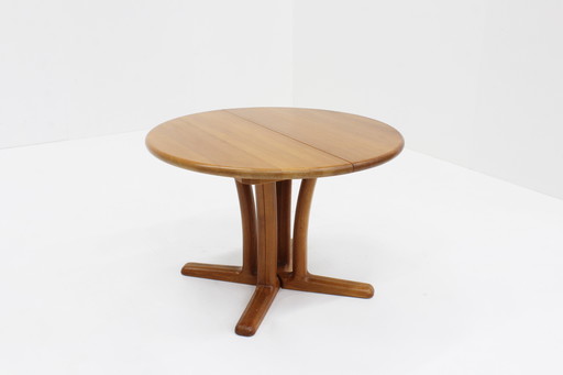 Vintage Danish Round Extendable Dining Table Solid Teak