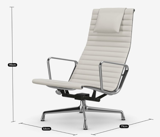 Image 1 of Vitra Aluminum Chair EA 124 - Snow Leather