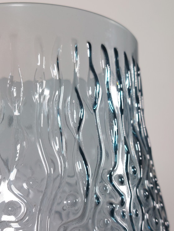 Image 1 of Grijsblauwe vintage persglazen vaas uit het midden van de vorige eeuw, jaren 70