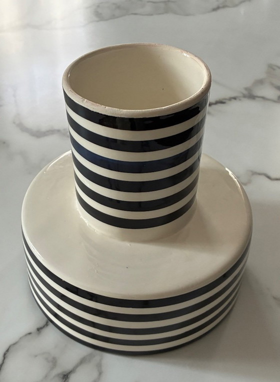 Image 1 of Marokkaanse gestreepte keramische schaal of vaas (XL)