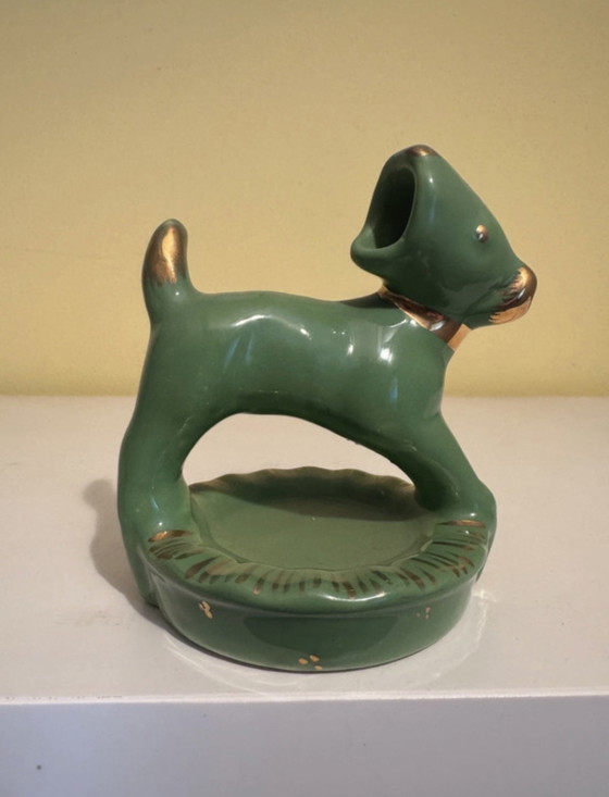 Posacenere vintage Terrier in ceramica verde e oro, anni ’60 – Accessori da tavola, Gold (photo 2 of 5)