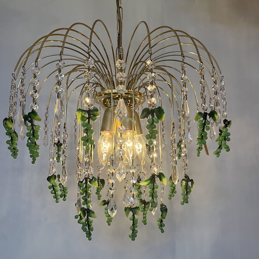 Raisins verts lampe pendante vintage en forme de goutte d'eau lustre en cristal