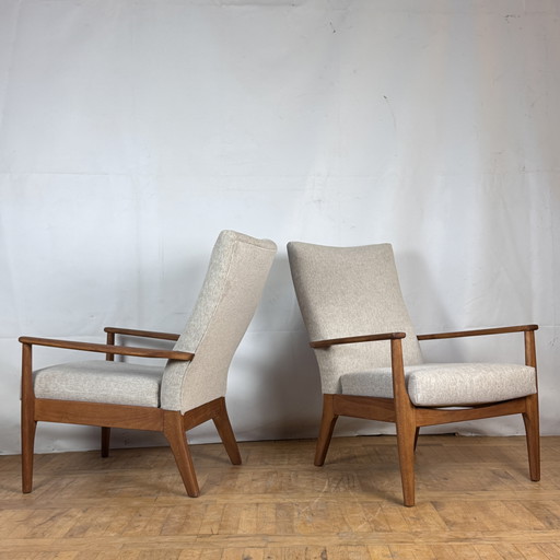 2x Volledig gerenoveerde Britse Parker Knoll 988/1023 loungestoelen 1960