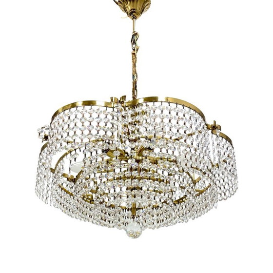 Image 1 of Vintage basket crystal chandelier Bakalowits & Söhne brass, Austria 1970s