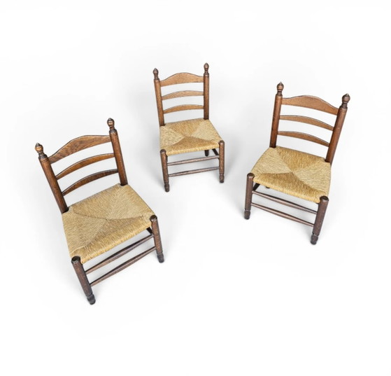3 x Antique Provincial Ladderback Child's Chairs / Rush Seat / 1930s – Dining chairs (photo 15 of 18)