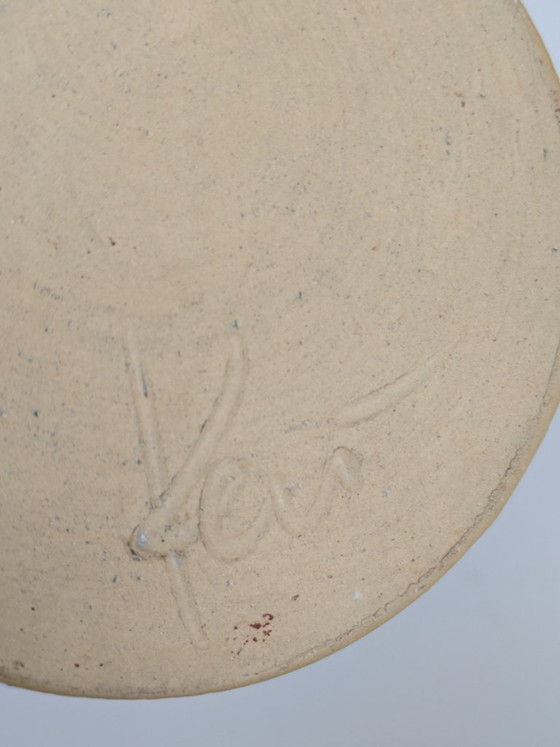 Vintage Studio Pottery plantenpot met gespikkelde turquoise en antracietkleurige glazuur, gesigneerd door (photo 12 of 15)