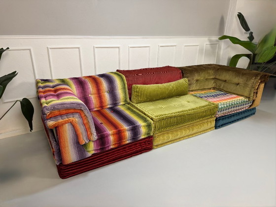 Image 1 of Roche Bobois Mah Jong Designer Sofa Stoff 3-Sitzer handgefertigt MahJong Bunt Modular