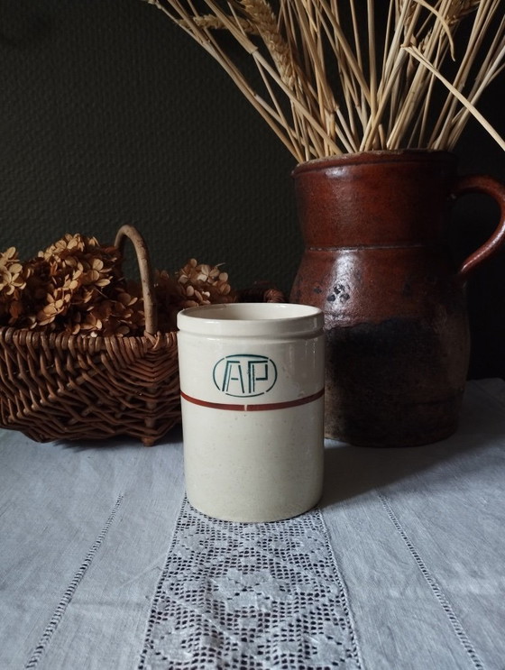 Image 1 of Antieke aardewerken pot "AP"