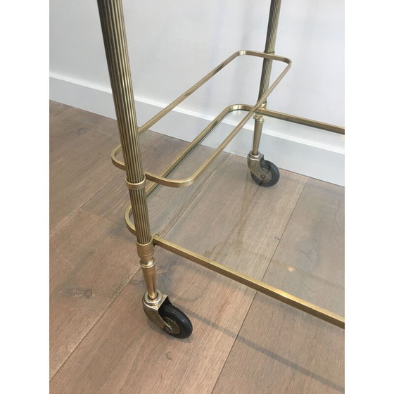 Image 1 of Vintage neoclassical brass coffee table with double glass top, 1940