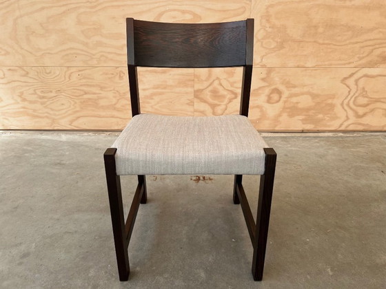 6x Sedie da pranzo Mid-Century / Brutaliste restaurate e rivestite – Legno, Lana (photo 4 of 18)