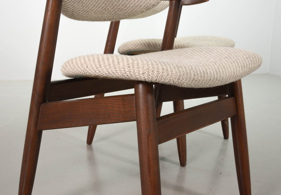 Image 1 of Sedie da pranzo Tijsseling in autentico stile vintage con tessuto di lana grigio-bianco di Hulmefa, set da 2