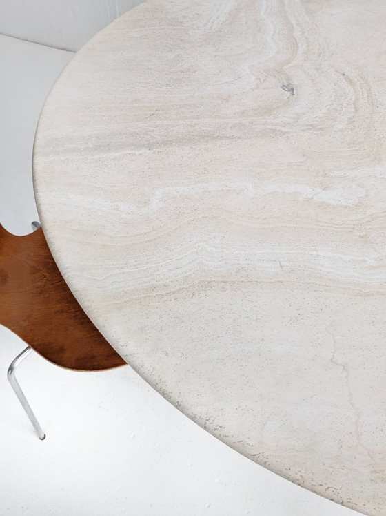 Image 1 of Round Travertine Dining Table 1980's