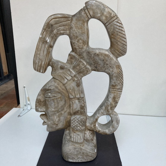 Image 1 of Sculpted stone head in pre-Columbian style, 20th century work