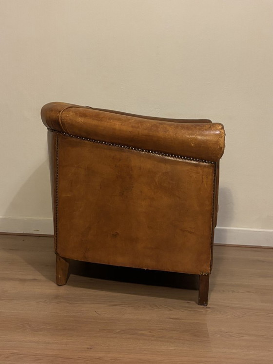 Image 1 of Set of 2 Vintage Cognac Club Armchairs Design Dutch Leather