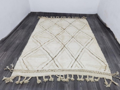 Alfombra hecha a mano en lana natural, 250cm x 150cm